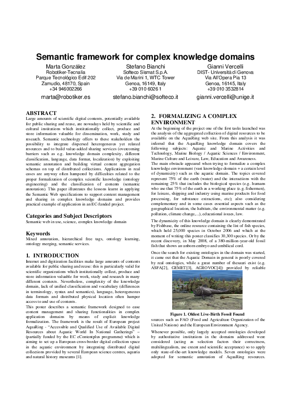 (PDF) Semantic framework for complex knowledge domains