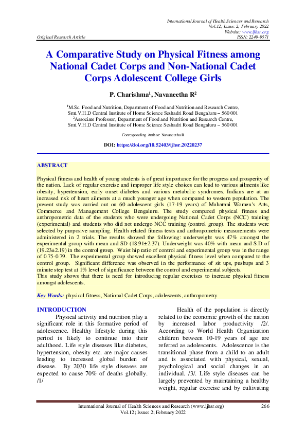 (PDF) A Comparative Study on Physical Fitness among National Cadet ...