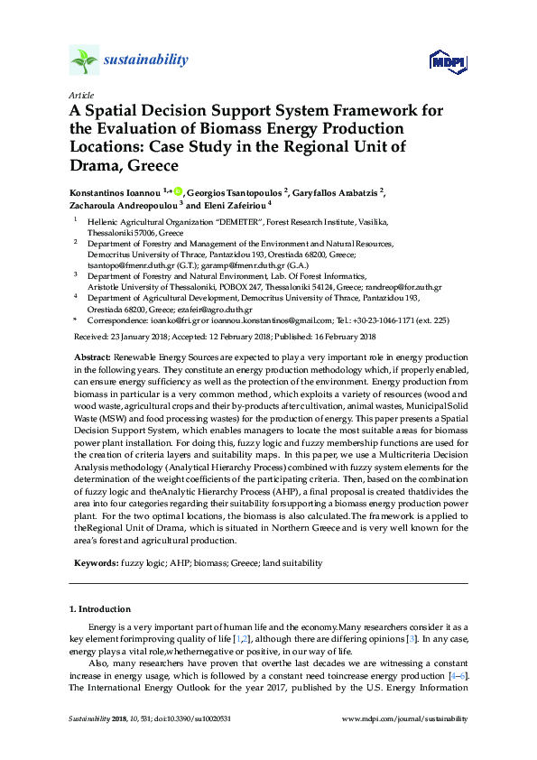 (PDF) A Spatial Decision Support System Framework for the Evaluation of ...