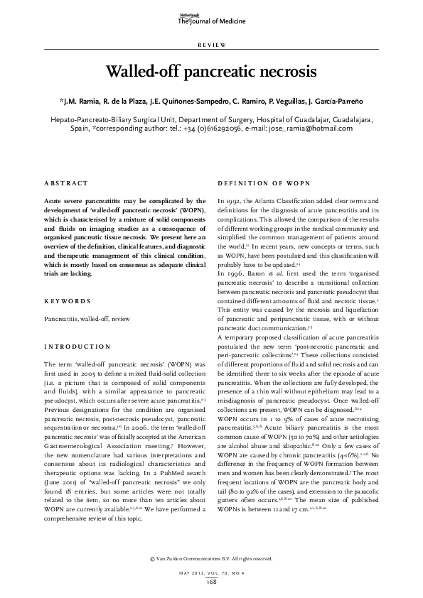 (PDF) Walled-off pancreatic necrosis