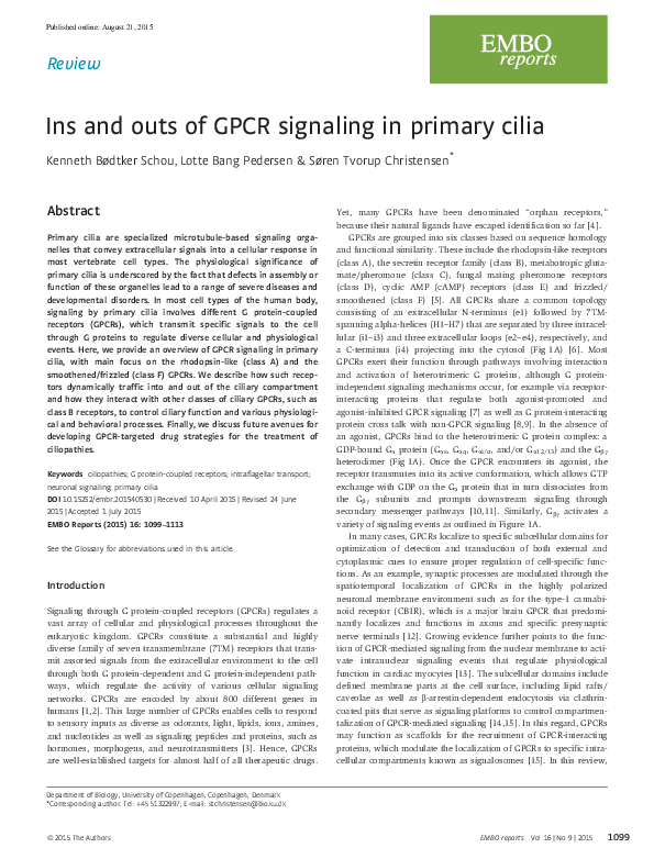 (PDF) Ins and outs of GPCR signaling in primary cilia