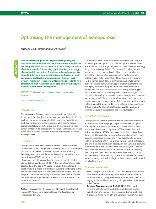 (PDF) Optimising the management of osteoporosis
