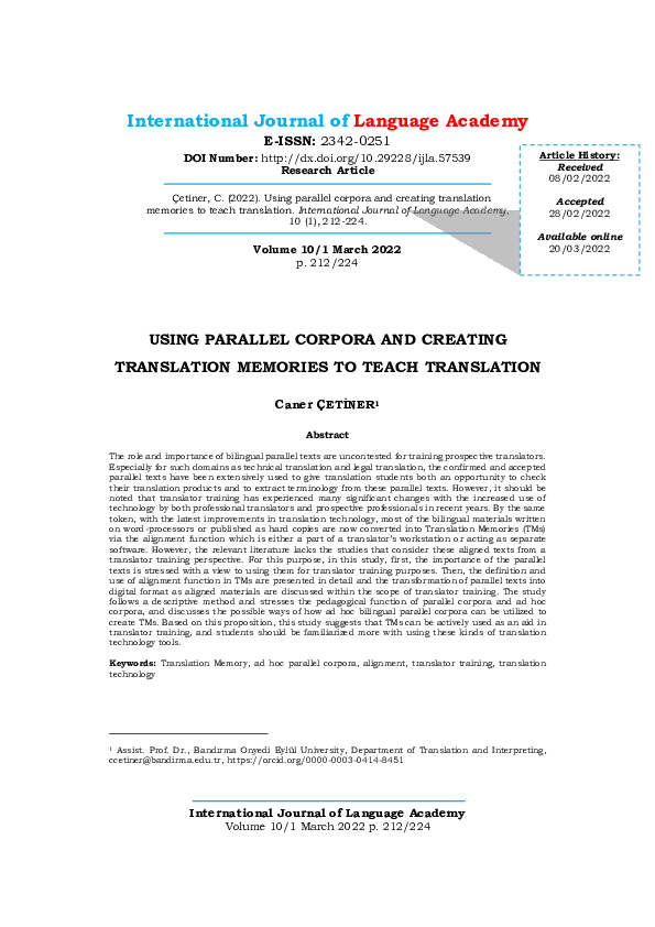 (PDF) Using Parallel Corpora and Creating Translation Memories to Teach ...