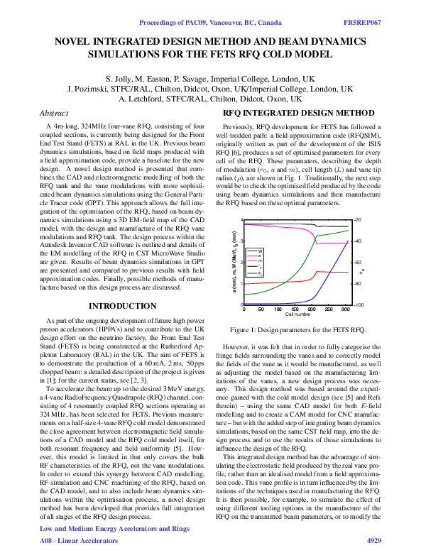 (PDF) Novel Integrated Design Method and Beam Dynamics Simulations for ...