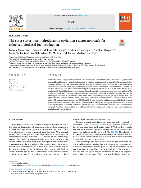 (PDF) The rotor-stator type hydrodynamic cavitation reactor approach ...