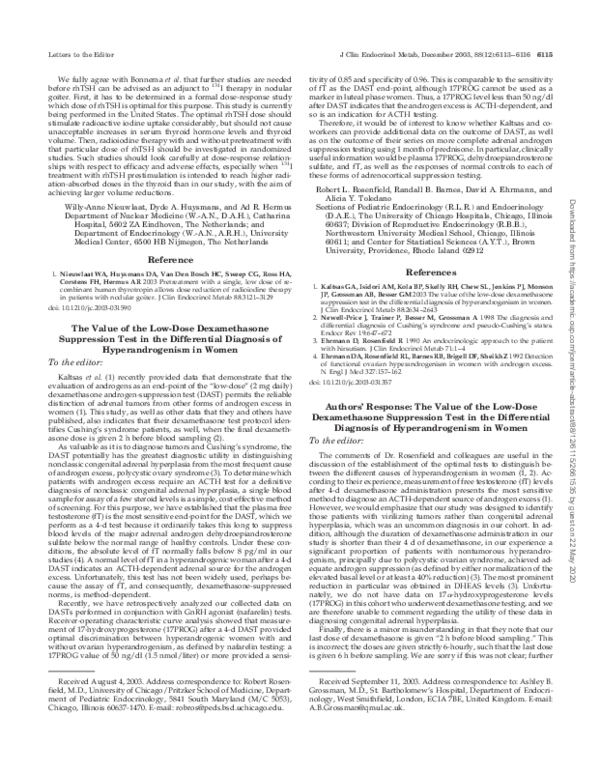 (PDF) The Value of the Low-Dose Dexamethasone Suppression Test in the ...