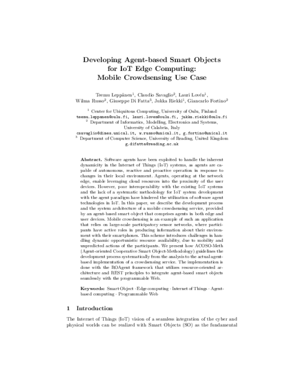 (PDF) Developing Agent-Based Smart Objects for IoT Edge Computing ...
