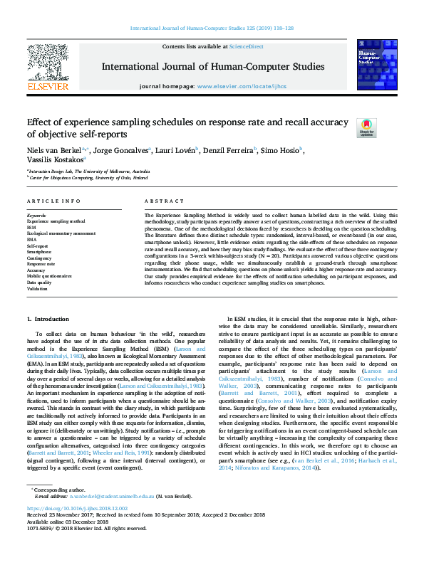 (PDF) Impact of Sampling Schedules on Self-Report Accuracy in Studies