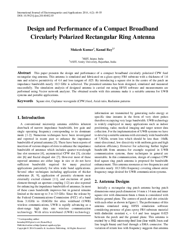 (PDF) Design and Performance of a Compact Broadband Circularly ...