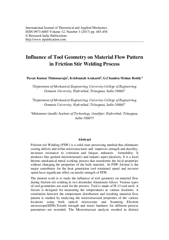 (PDF) Influence of Tool Geometry on Material Flow Pattern in Friction ...