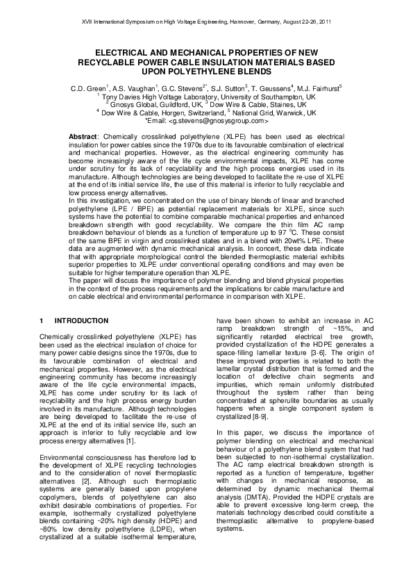 (PDF) Electrical and Mechanical Properties of new Recyclable Power