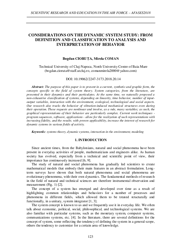 (PDF) Considerations on the Dynamic System Study: From Definition and ...