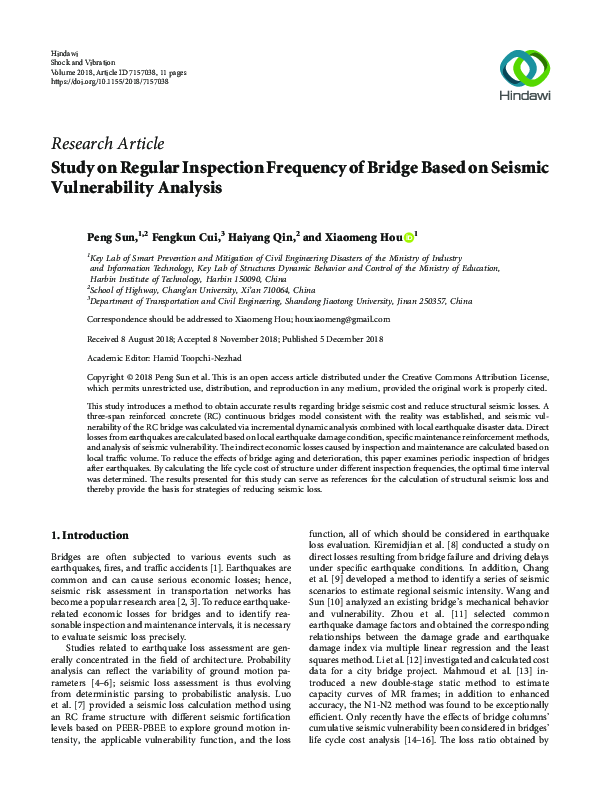 (PDF) Study on Regular Inspection Frequency of Bridge Based on Seismic ...