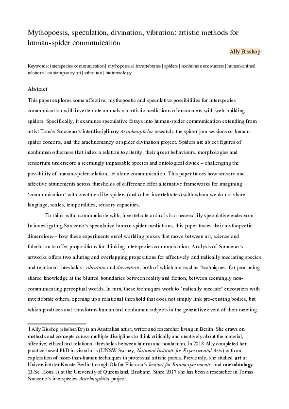 (DOC) Mythopoesis, speculation, divination, vibration: artistic methods ...