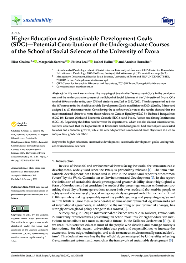 (PDF) Higher Education and Sustainable Development Goals (SDG ...