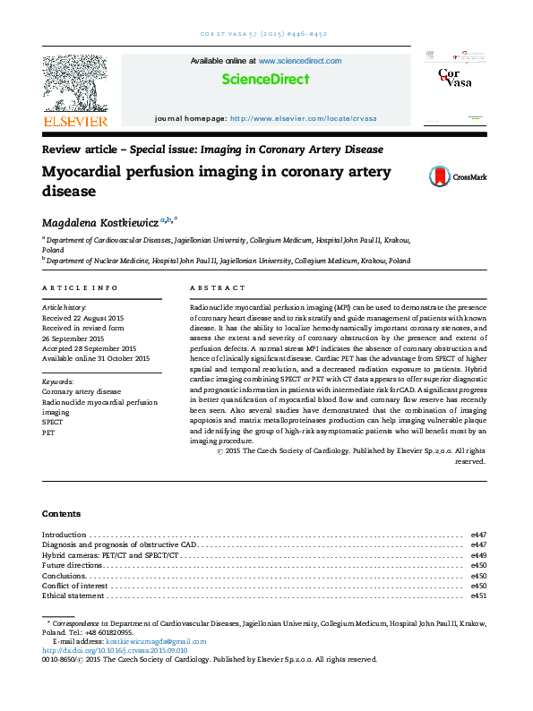 (PDF) Myocardial perfusion imaging in coronary artery disease