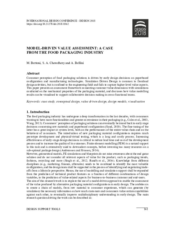 (PDF) Model-driven value assessment: a case from the food packaging ...