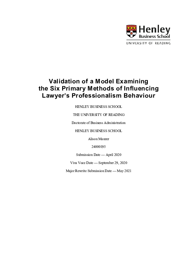 (PDF) Validation of a Model Examining the Six Primary Methods of ...