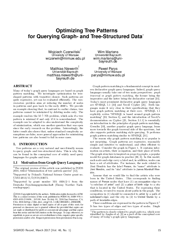 (PDF) Optimizing Tree Patterns for Querying Graph- and Tree-Structured ...
