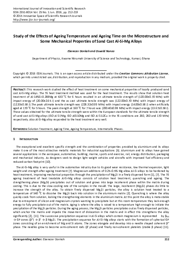 (PDF) Study of the Effects of Ageing Temperature and Ageing Time on the ...