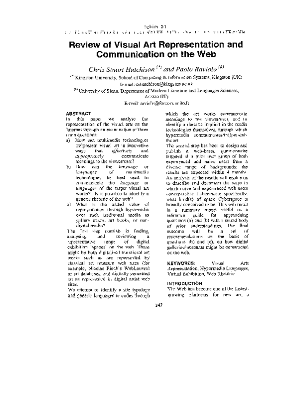 (PDF) Review of Visual Art Representation and Communication on the Web