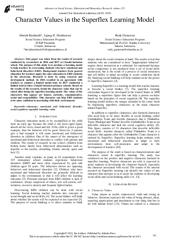 (PDF) Character Values in the Superflex Learning Model