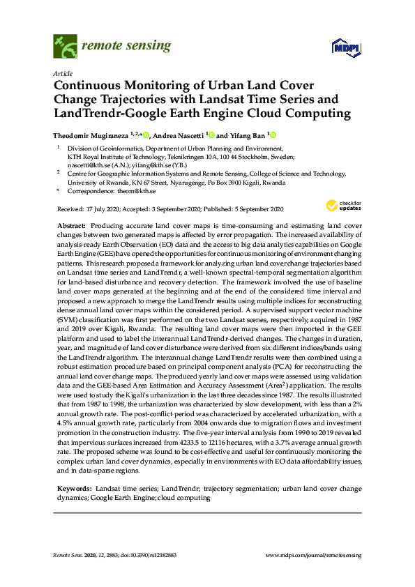 (PDF) Continuous Monitoring of Urban Land Cover Change Trajectories ...
