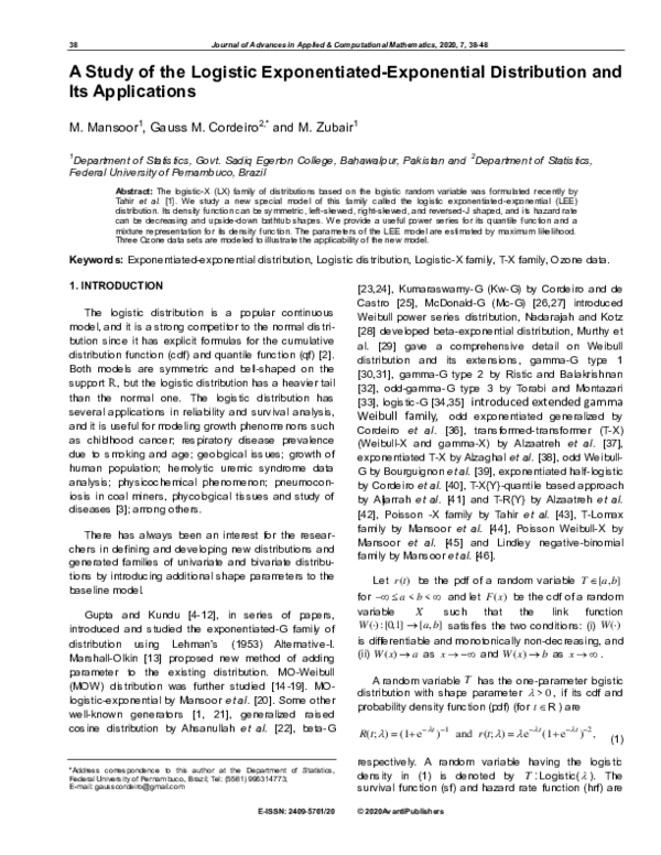 (PDF) A Study of the Logistic Exponentiated-Exponential Distribution ...