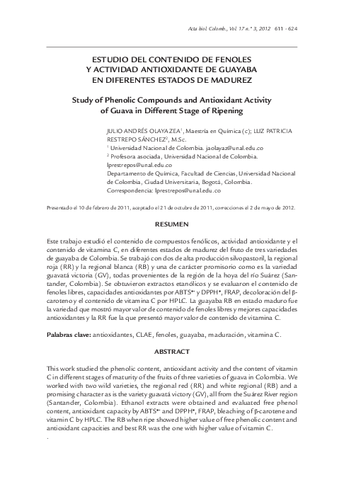(PDF) Study of Phenolic Compounds and Antioxidant Activity of Guava in ...