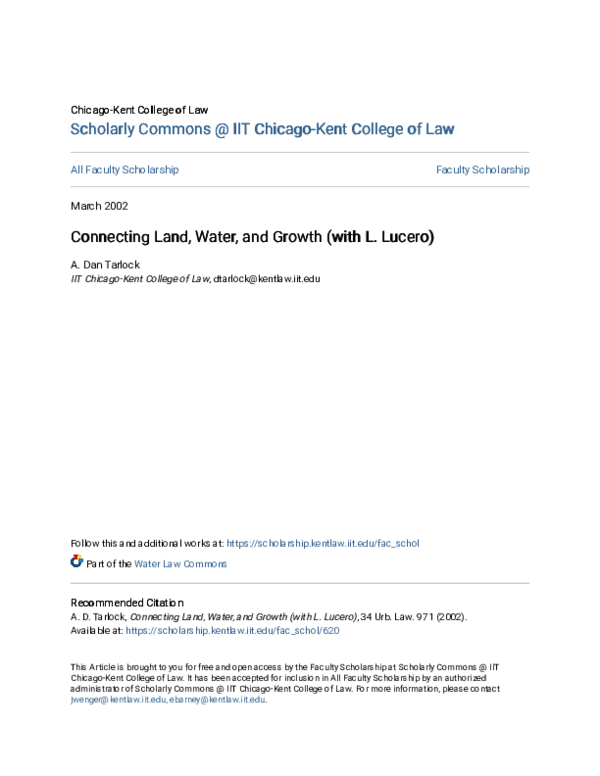 (PDF) Connecting Land, Water, and Growth Dan Tarlock Academia.edu