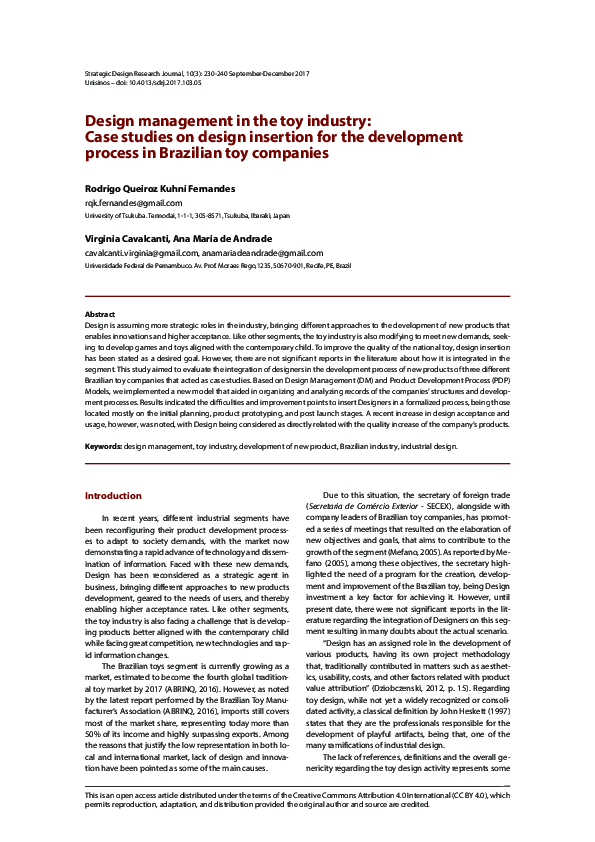 (PDF) Design management in the toy industry: Case studies on design ...