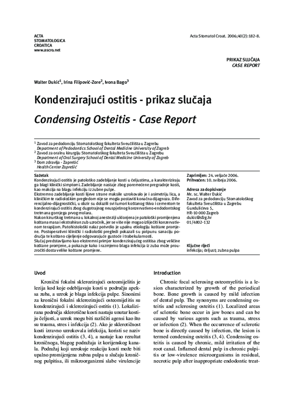 (PDF) Condensing Osteitis Case Report Irina Filipovićzore
