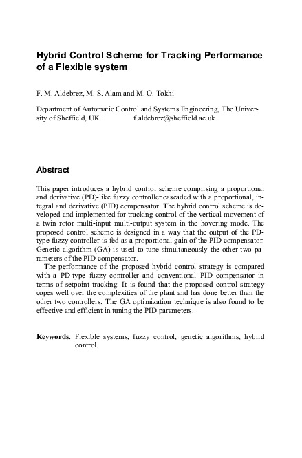 (PDF) Hybrid Control Scheme for Tracking Performance of a Flexible system