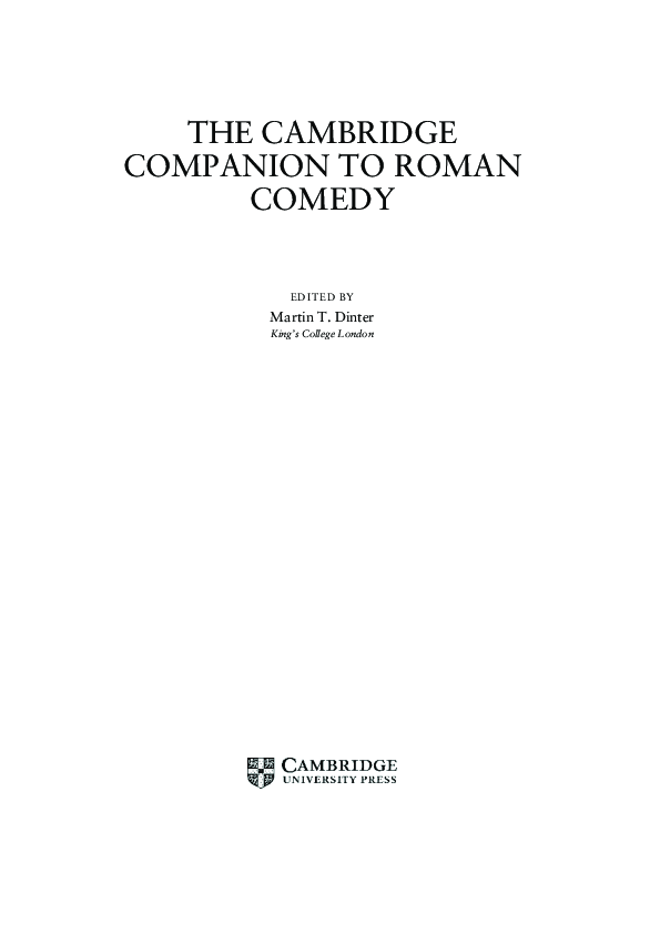 (PDF) The Cambridge Companion to Roman Comedy