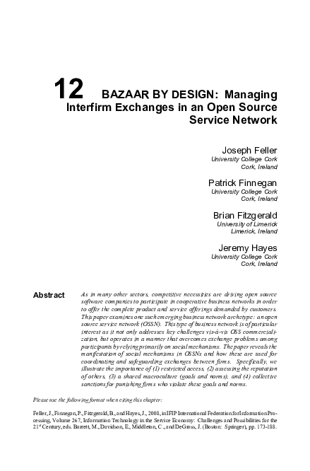 (PDF) Bazaar by Design: Managing Interfirm Exchanges in an Open Source ...