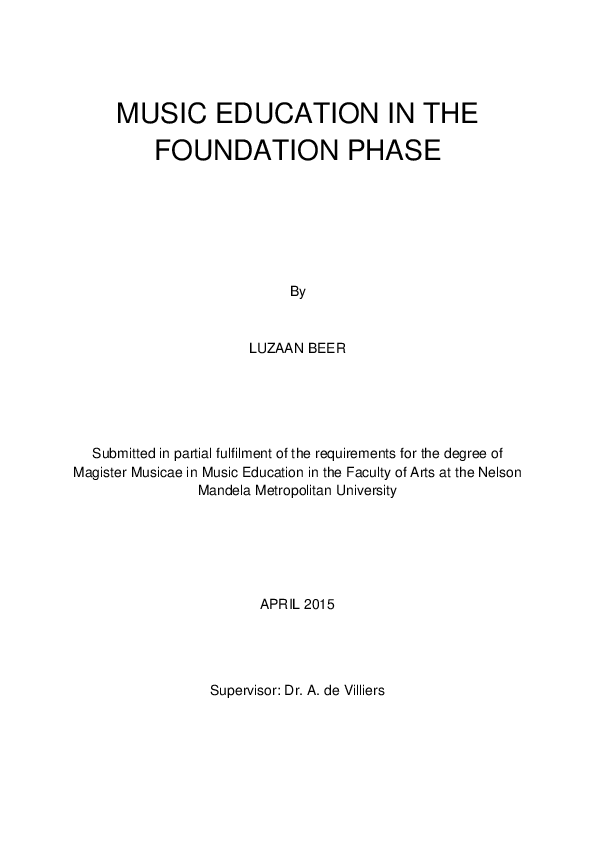(PDF) Music education in the foundation phase