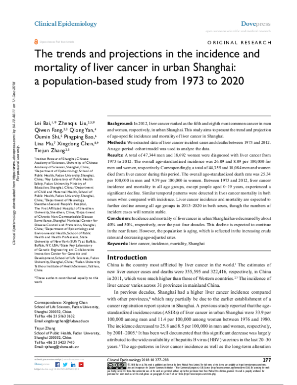 (PDF) The trends and projections in the incidence and mortality of ...