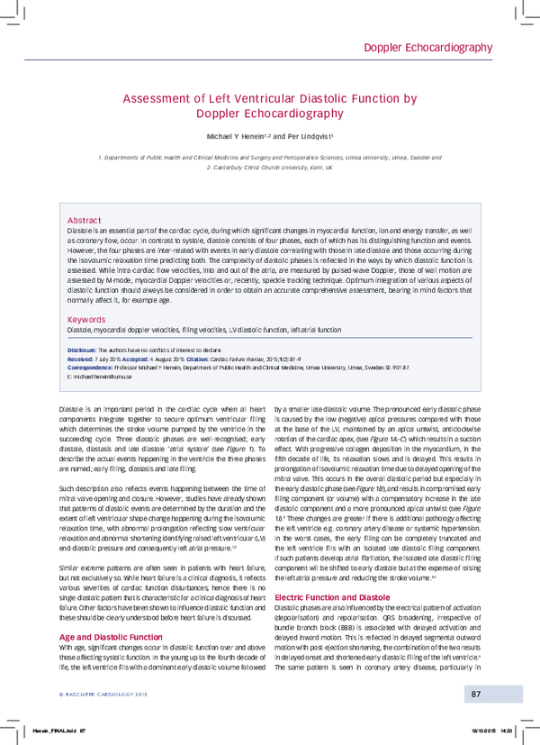 (PDF) Assessment Of Left Ventricular Diastolic Function By Doppler ...