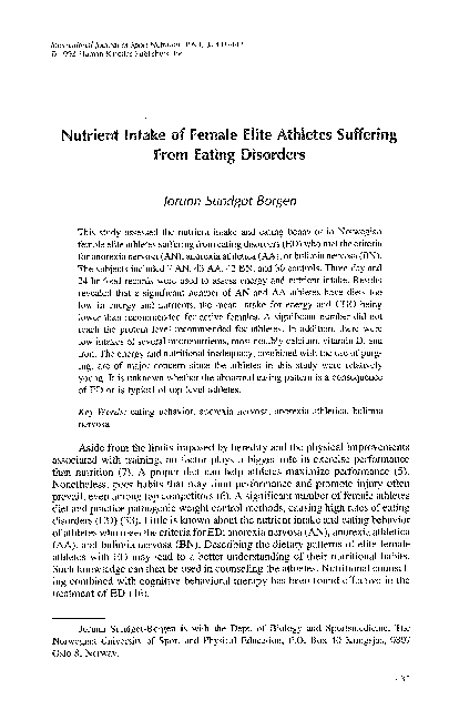 (PDF) Nutrient intake of female elite athletes suffering from eating ...
