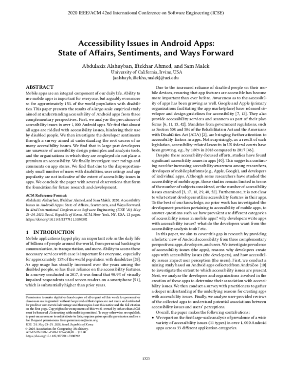 (PDF) Accessibility issues in Android apps