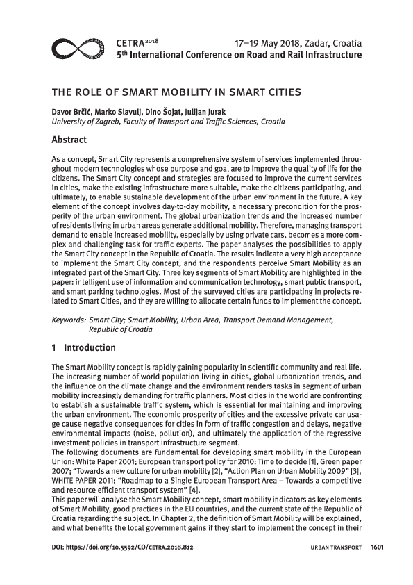 (PDF) The Role of Smart Mobility in Smart Cities