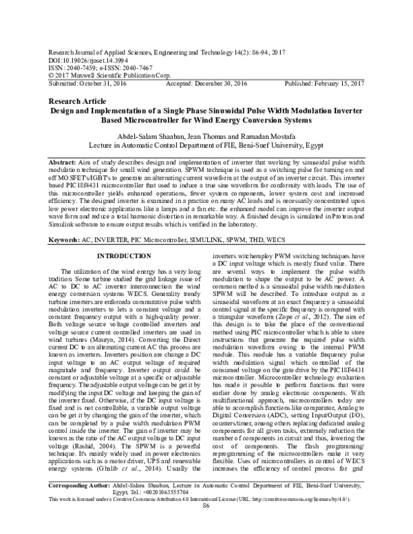 (PDF) Design and Implementation of a Single Phase Sinusoidal Pulse ...