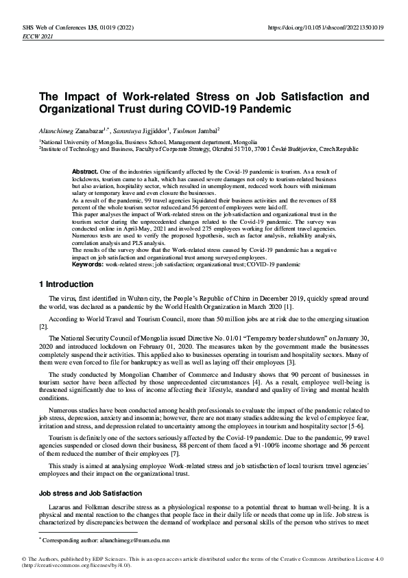 (PDF) The Impact of Work-related Stress on Job Satisfaction and ...