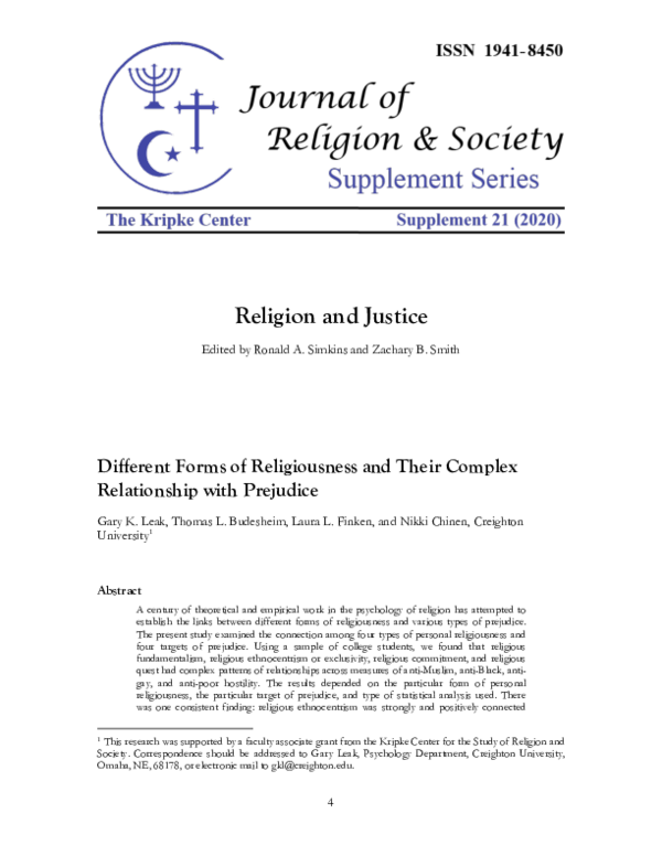 (PDF) Different Forms of Religiousness and Their Complex Relationship ...