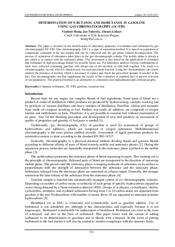 (PDF) Determination of n-butanol and isobutanol in gasoline using gas ...