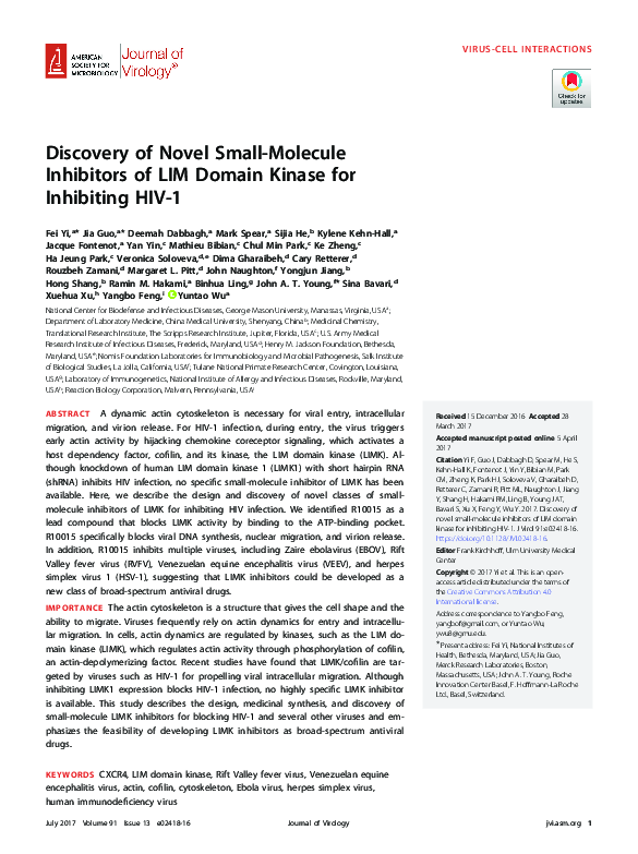 (PDF) Discovery of Novel Small-Molecule Inhibitors of LIM Domain Kinase ...