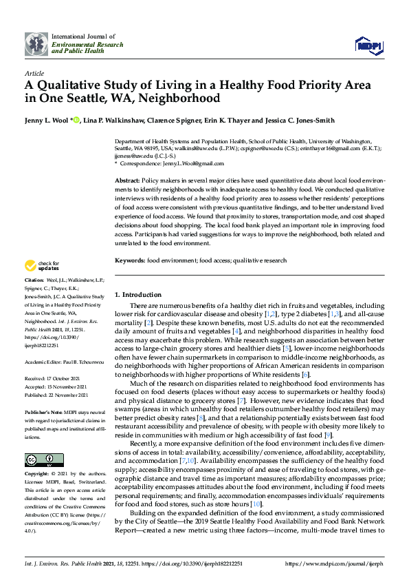 (PDF) A Qualitative Study of Living in a Healthy Food Priority Area in ...