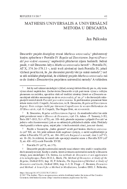 (PDF) Mathesis universalis a universální metoda u Descarta