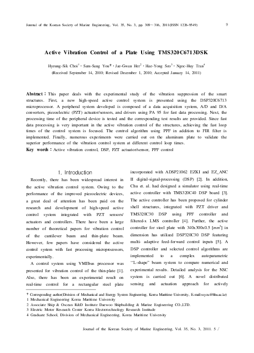 (PDF) Active Vibration Control of a Plate Using TMS320C6713DSK