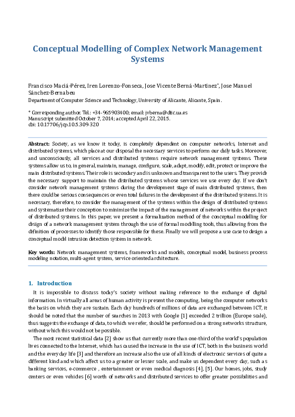 (PDF) Conceptual Modelling of Complex Network Management Systems